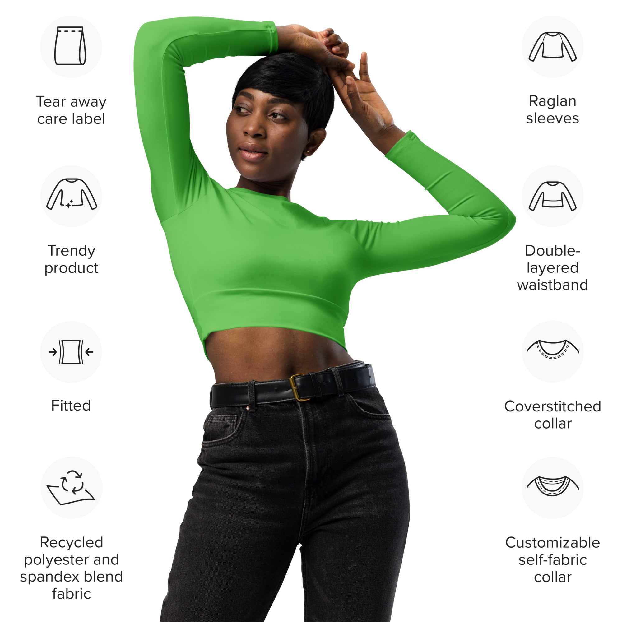 SHE REBEL - Mantis Green Recycled Crop Top UPF 50+